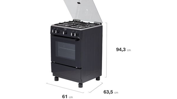 Serie 2 Cocina de gas de libre instalación PRO423 NG Negro HSG18N21SE HSG18N21SE-6