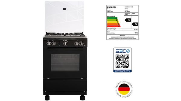Serie 2 Cocina de gas de libre instalación PRO423 NG Negro HSG18N21SE HSG18N21SE-10