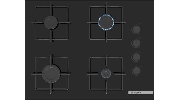 Serie 4 Gazlı Ocak 67 cm Sert cam, Siyah POP7C6P30O POP7C6P30O-1
