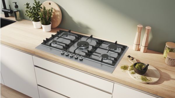 Serie 6 Placa de gas 90 cm Acero inoxidable PCR9A5I90 PCR9A5I90-4