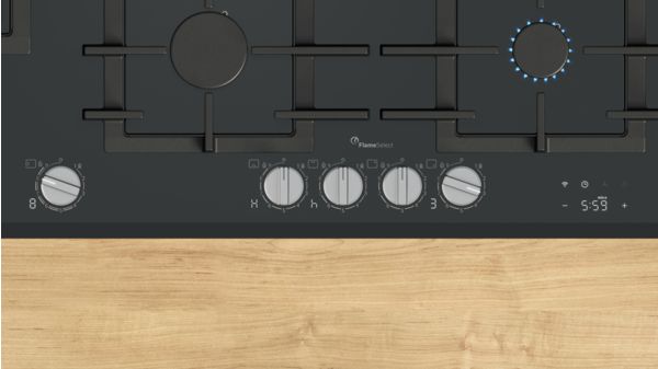 Serie 8 Placa de gas 90 cm Vidrio templado, Negro PRS9A6H40 PRS9A6H40-2