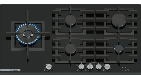 Serie 8 Placa de gas 90 cm Vidrio templado, Negro PRS9A6H40 PRS9A6H40-1
