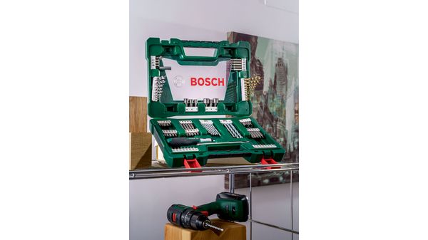V-Line Bohrer‑ und Schrauberbit-Set, TiN-beschichtet, mit Ratsche und Magnet, 91‑tlg.   2607017195 2607017195-10