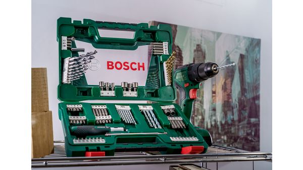V-Line Bohrer‑ und Schrauberbit-Set, TiN-beschichtet, mit Ratsche und Magnet, 91‑tlg.   2607017195 2607017195-6
