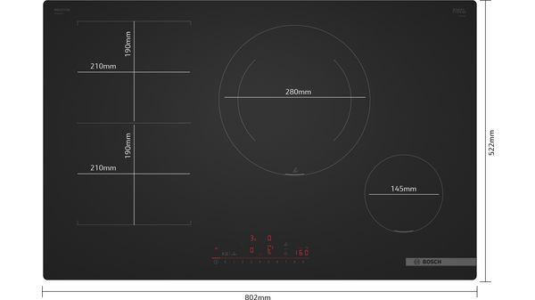 Serie 6 Placa de inducción 80 cm Negro mate, sin perfiles PVS81AHC1E PVS81AHC1E-4
