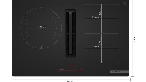 Serie 6 Placa de inducción con extractor integrado 80 cm Negro mate, sin perfiles PXJ81AH21E PXJ81AH21E-10