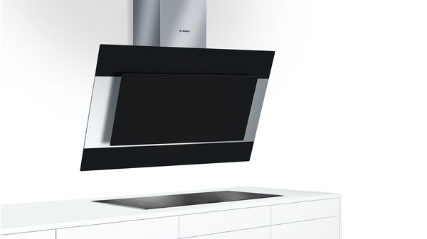 Wall-mounted cooker hood 90 cm clear glass black printed DWK09M760B DWK09M760B-2