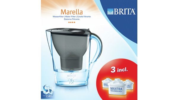 Wasserfilter Starterpaket BRITA MARELLA graphit (inkl. 3 Filterkartuschen) 00576704 00576704-1