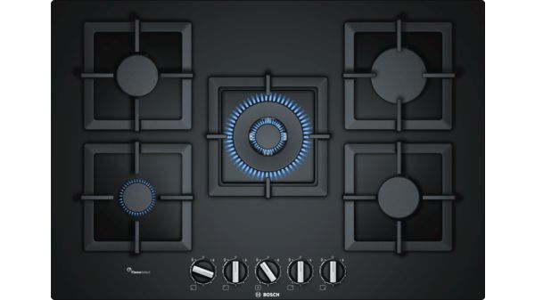 Séria 6 Plynová varná doska 75 cm tvrdené sklo, čierna PPQ7A6B20 PPQ7A6B20-1