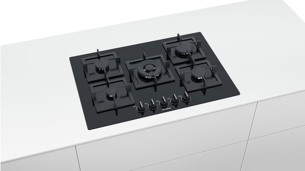 iQ500 Gashäll 75 cm Härdat glas, Svart EP7A6QB20 EP7A6QB20-6