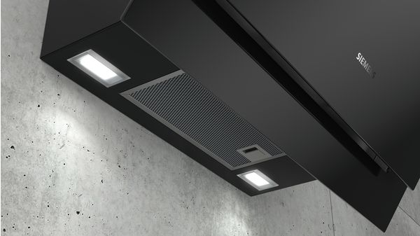 iQ300 Vägghängd köksfläkt 60 cm Klarglas med svart tryck, Svart LC67KGM60 LC67KGM60-2