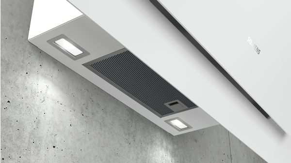 iQ500 Væghængt emhætte 90 cm Klart glas med hvidt tryk, Hvid LC98KLP20 LC98KLP20-3