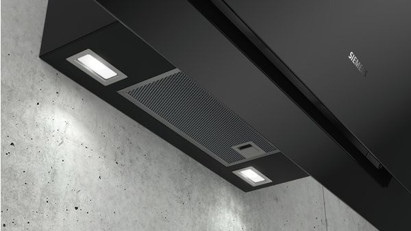 iQ500 Væghængt emhætte 90 cm klart glas med sort tryk, Sort LC98KLV60 LC98KLV60-3