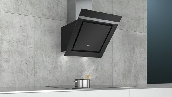 iQ300 Væghængt emhætte 60 cm klart glas med sort tryk, Sort LC67KIM60 LC67KIM60-6