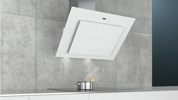 iQ500 Væghængt emhætte 90 cm Klart glas med hvidt tryk, Hvid LC98KLP20 LC98KLP20-6
