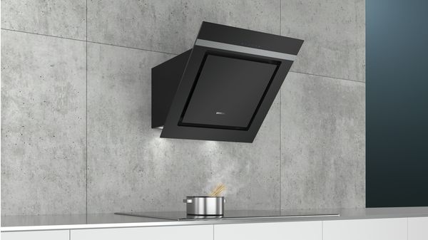 iQ300 Væghængt emhætte 60 cm klart glas med sort tryk, Sort LC67KIM60 LC67KIM60-7