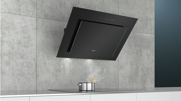 iQ500 Væghængt emhætte 90 cm klart glas med sort tryk, Sort LC98KLV60 LC98KLV60-7