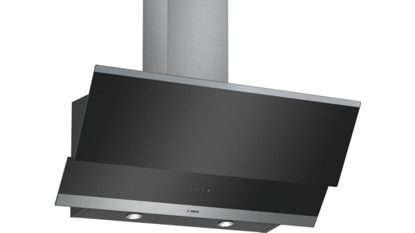 Series 4 wall-mounted cooker hood 90 cm clear glass black printed DWK095G60M DWK095G60M-1