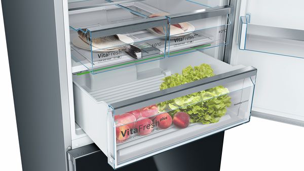 Serie | 6 Free-standing fridge-freezer with freezer at bottom, glass door Black, 70 cm KGN56LB40O KGN56LB40O-5