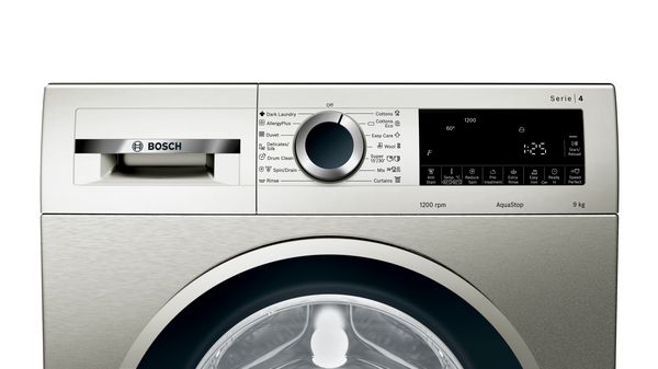 Serie | 4 washing machine, frontloader fullsize 9 kg 1200 rpm, silver inox WGA242XVME WGA242XVME-5