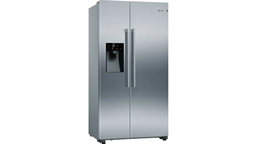 SERIE 4 533 LITRE NO-FROSTm SIDE BY SIDE FRIDGE/FREEZER WITH INTEGRATED WATER AND ICE DISPENSER DOOR PANELS INOX EASYCLEA